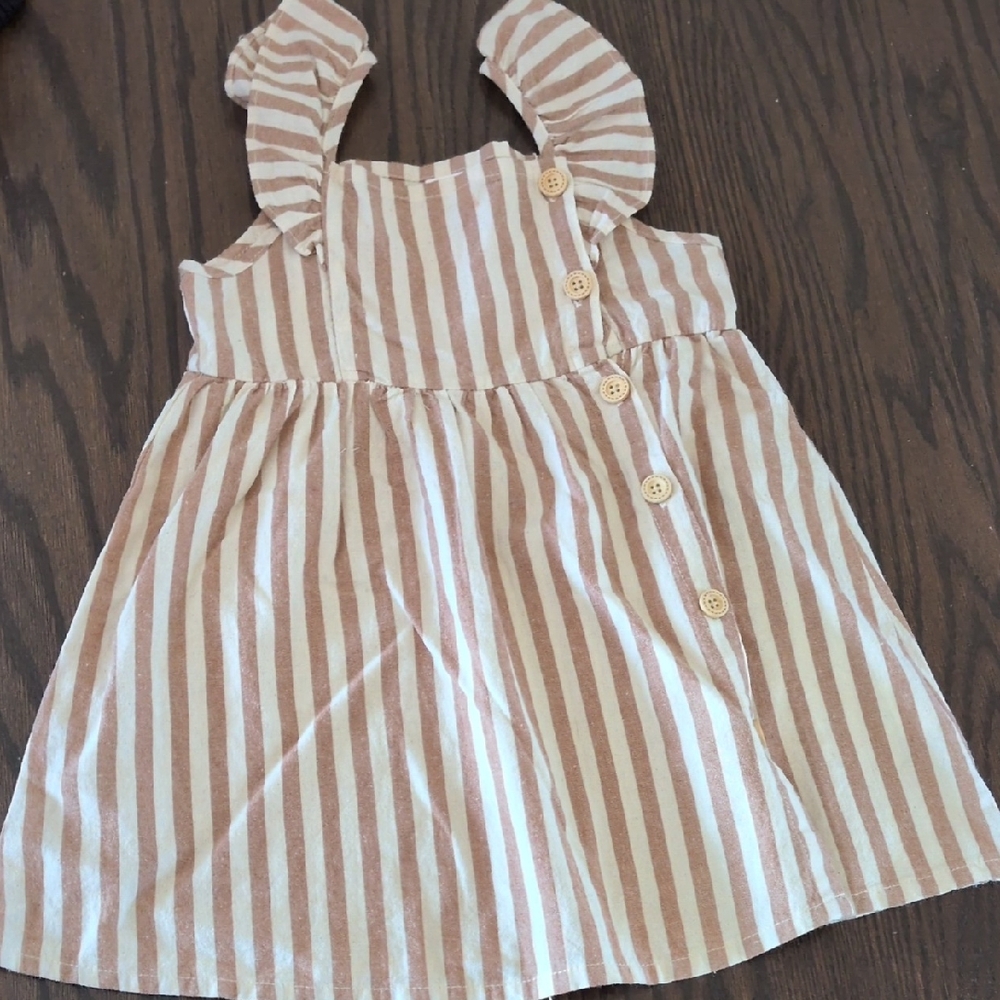 PatPat Tan and White Striped Dress